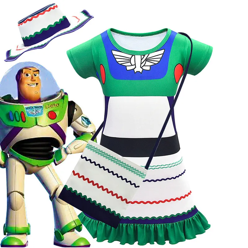 Buzz Lightyear Costume Girls Dress Cartoon Story Role Playing Dress up Party Clothing Long Pajama Dress Anime Frock Bo Peep Tutu