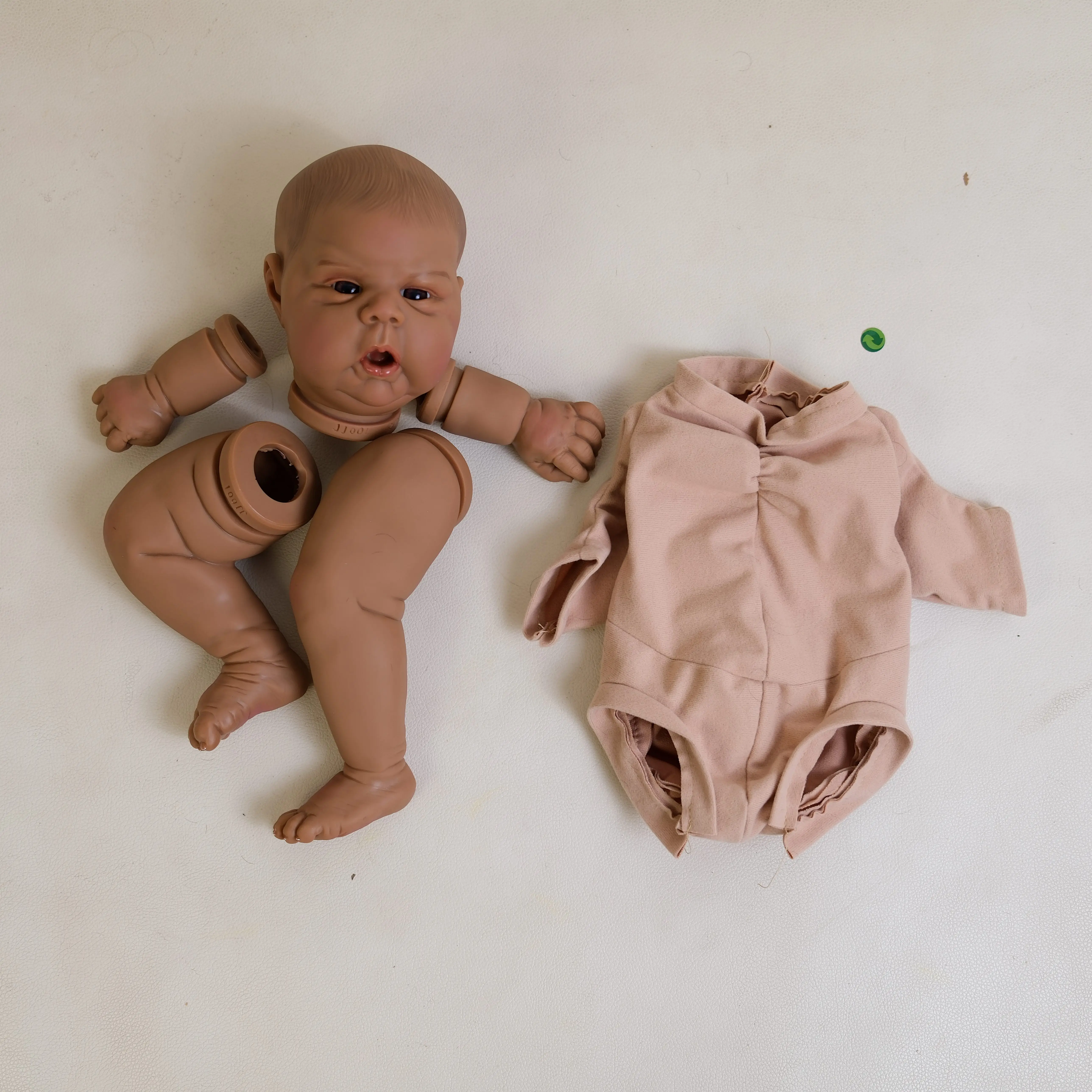 NPK 22inch Gounchi Reborn Doll Kits Dark Brown Painted Hair Included Cloth Body