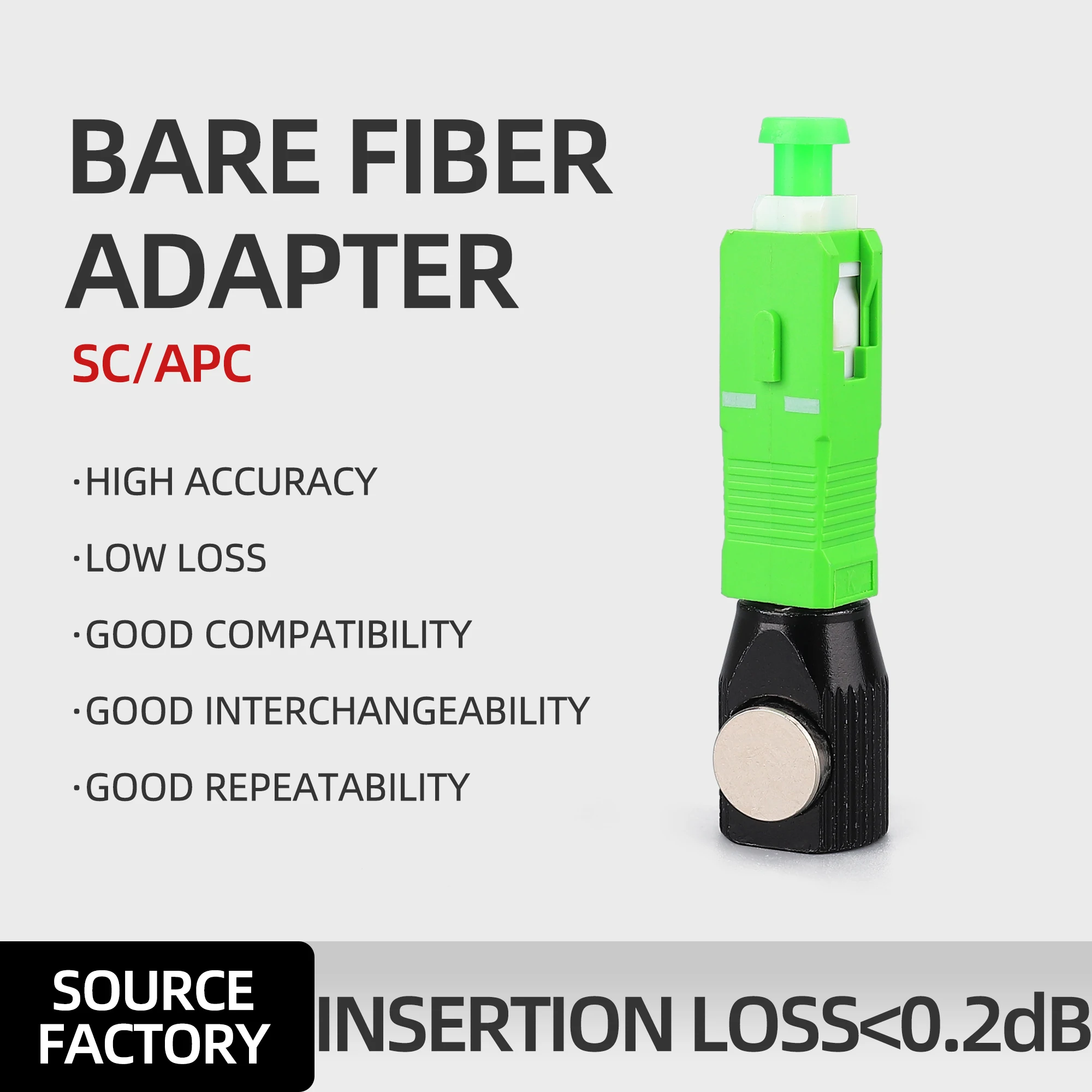 

Circular Bare Fiber Adapter SC/APC Single Mode Coupler Flange Fiber Conversion Connection FTTH Telecommunication Network