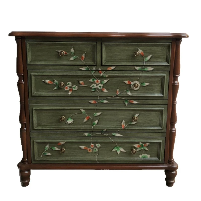 LTT stacking gold painted edge cabinet, entrance cabinet, storage solid wood storage, European high cabinet
