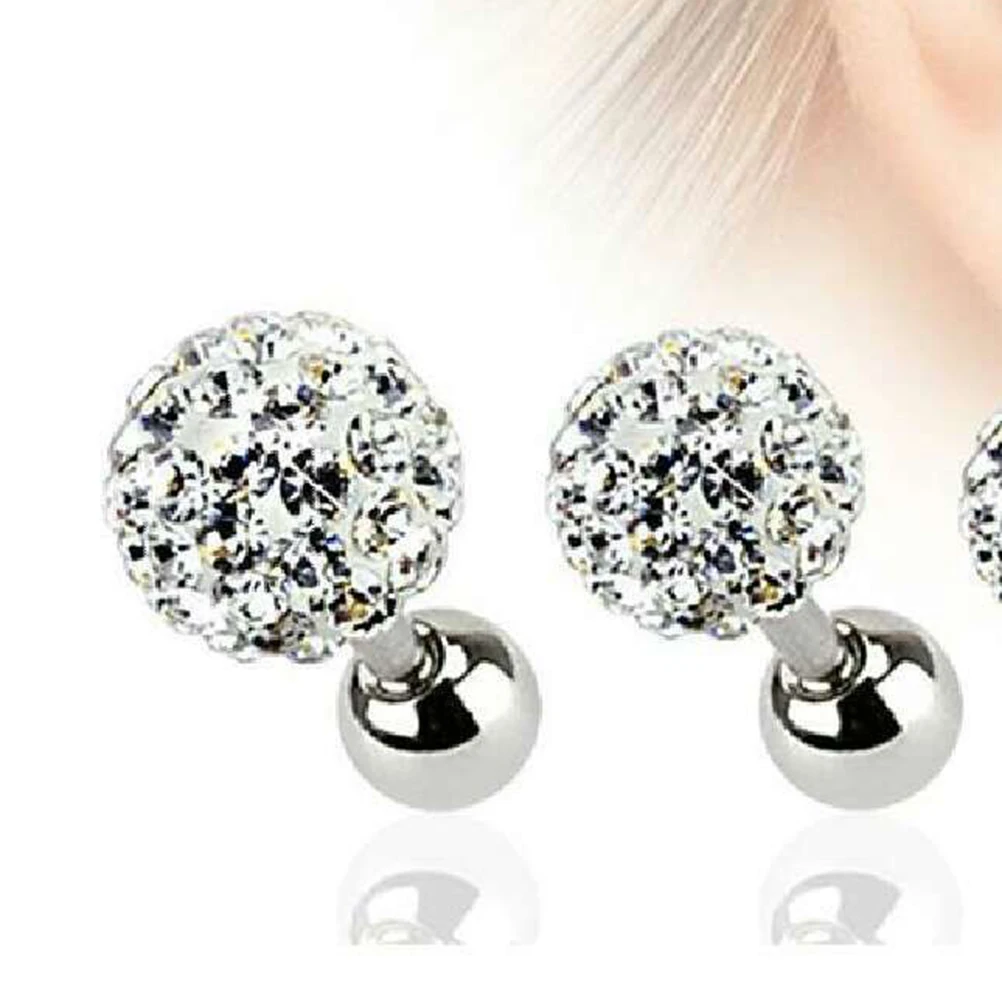 

3pcs Ear Bone Earrings Stainless Steel Rhinestone Unisex Fashion Studs For Men Women Eye-Catching Design White
