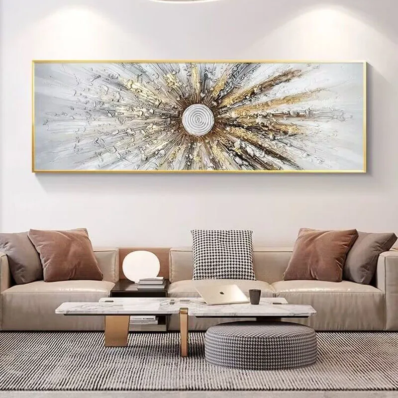 Hand Drawn Golden Lines  Modern Minimalist Oil Painting Wall Art Poster For BedRoom Decoration Hand Drawn Oil Painting On Canvas