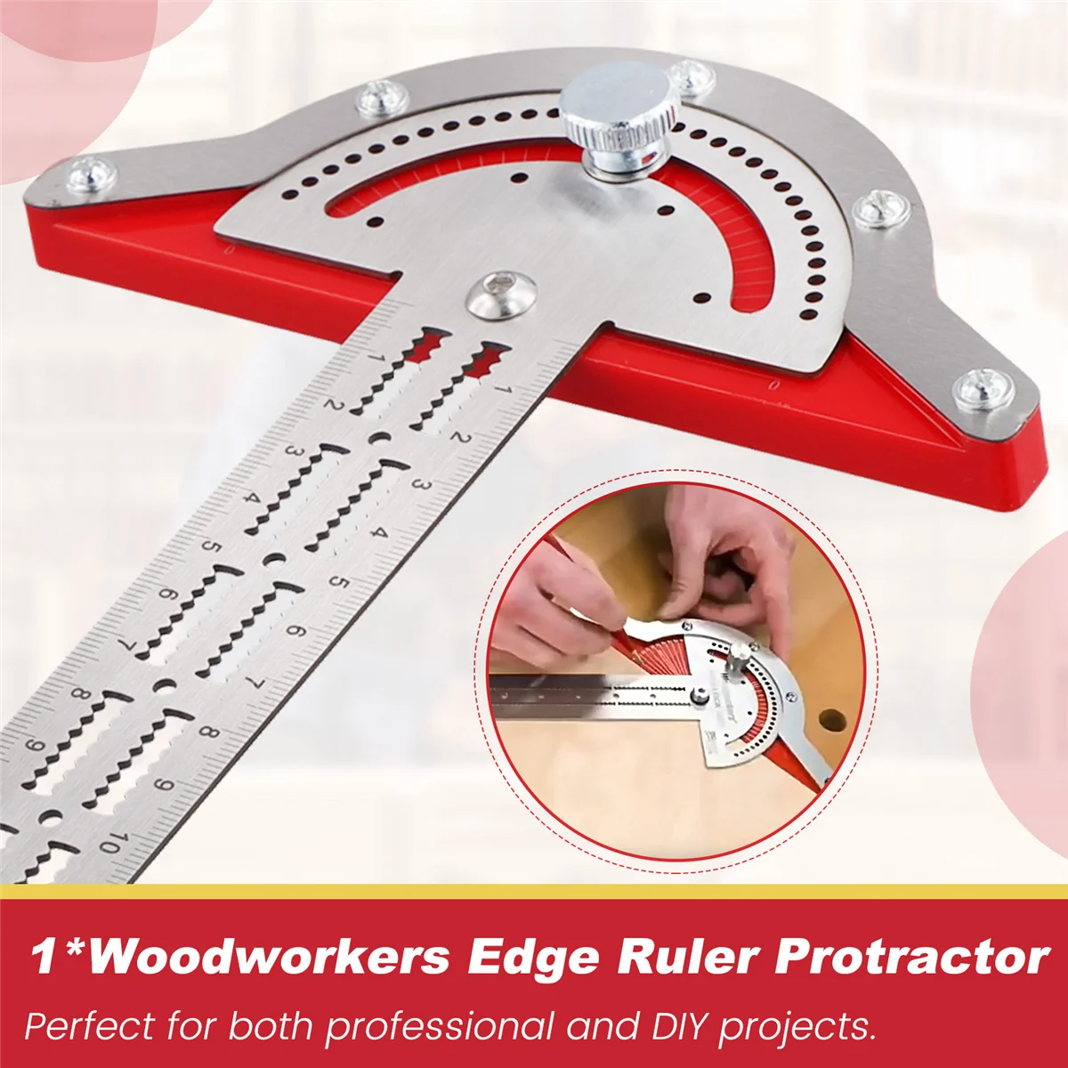 A002 Woodworkers Ruler Protractor Angle Finder Woodworking Design Ruler Protractor T Square Woodworking Scribing Tools 20cm