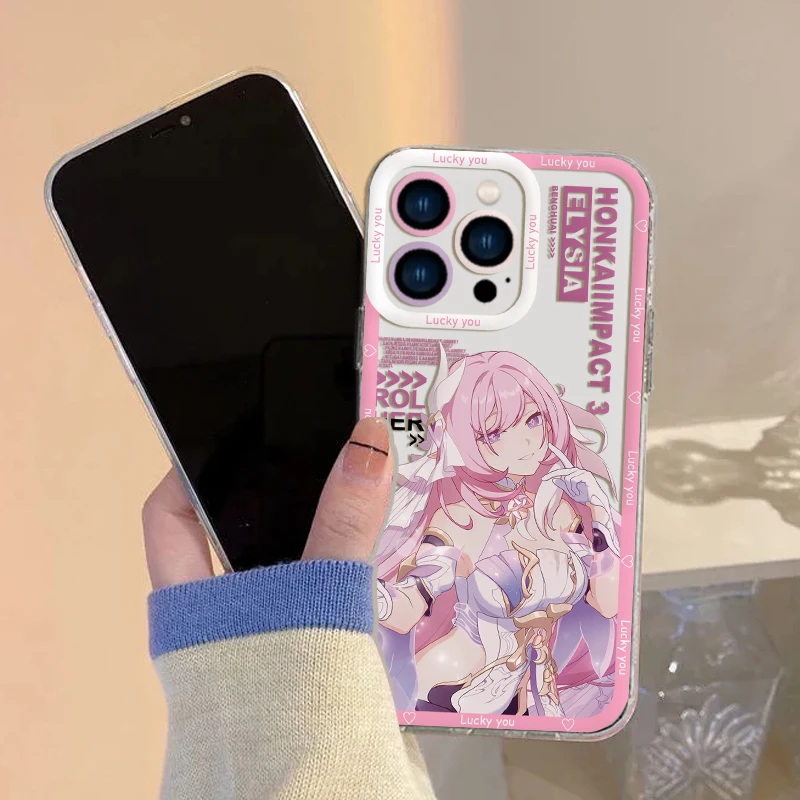 Honkai Elysia Game Phone Case For iPhone 15 14 13 12 11 Mini Pro Max X XR XSMax 6S 6 7 8 Plus SE20 Transparent Cover