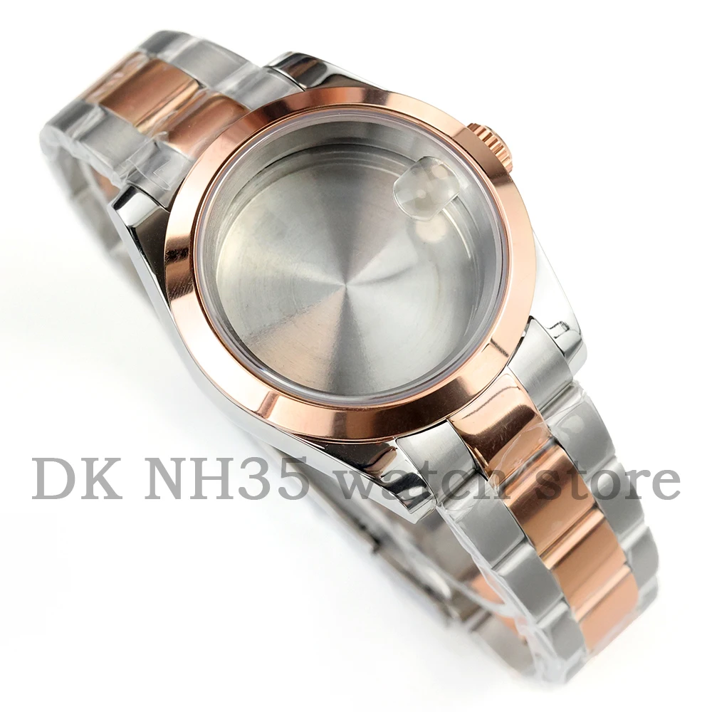

36/39mm Watch Case Oyster Bracelet Sapphire Glass For Datejust NH35 NH36 Movement 28.5mm Dial Stainless Steel Waterproof Case