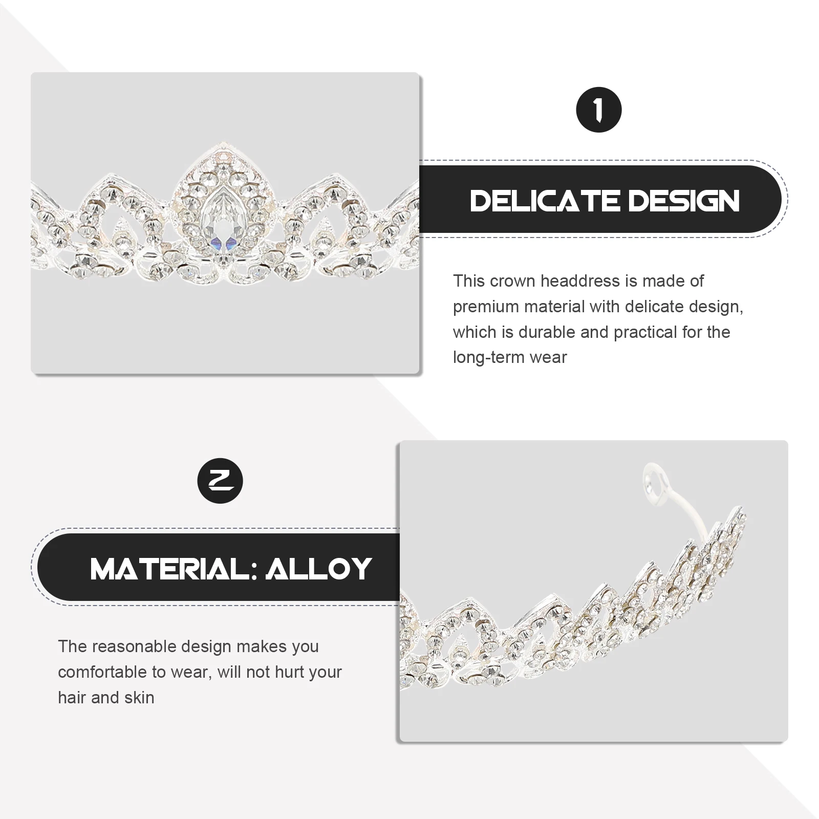 

1pc Rhinestone Crown Headband Girls Wedding Headdress Durable Premium Material Special Occasion Bridal Accessories Hair Tools