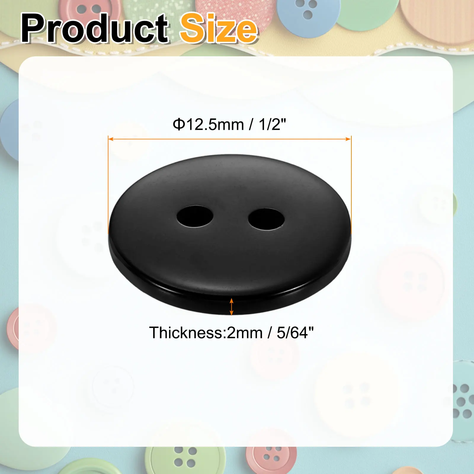Uxcell 20pcs Resin Sewing Button 12.5mm (1/2-inch) 2 Holes Round Craft Decorative Buttons for Coat, Clothes Holiday Decoration