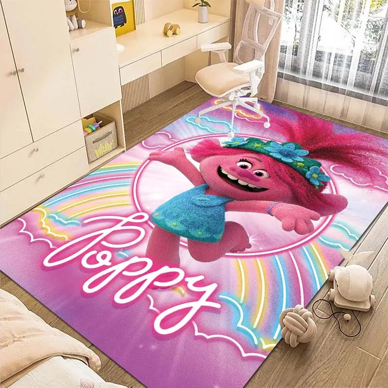 Disney Trolls World Collection Cartoon Pattern Carpet Living Room Bedroom Sofa Carpet Door Mat Kitchen Bathroom Anti-slip Mat