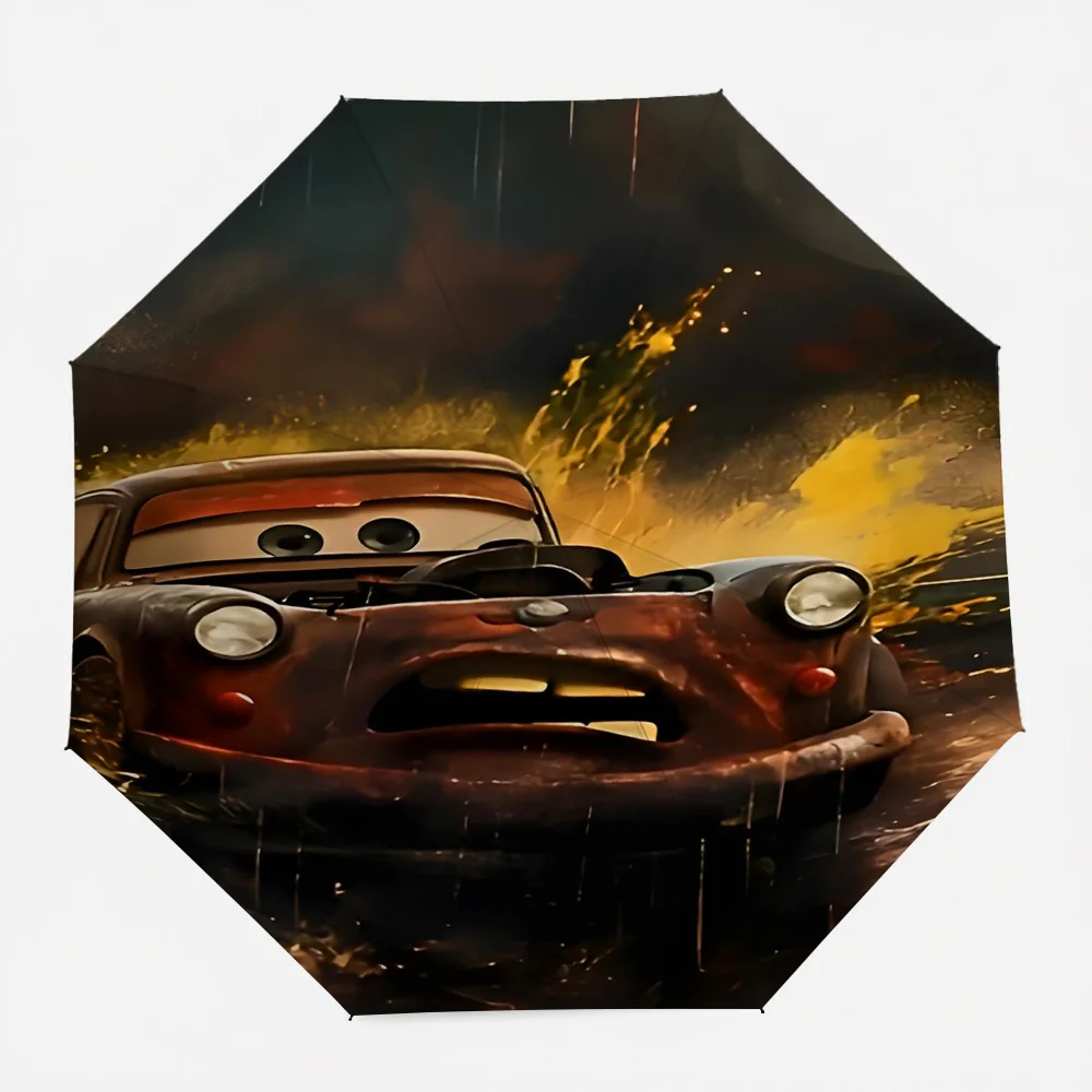

Автоматический складной зонт с художественным принтом Disney Cars Lightning McQueen Muddy Rainy Art Print, портативный водонепроницаемый ветрозащитный зонт для путешествий