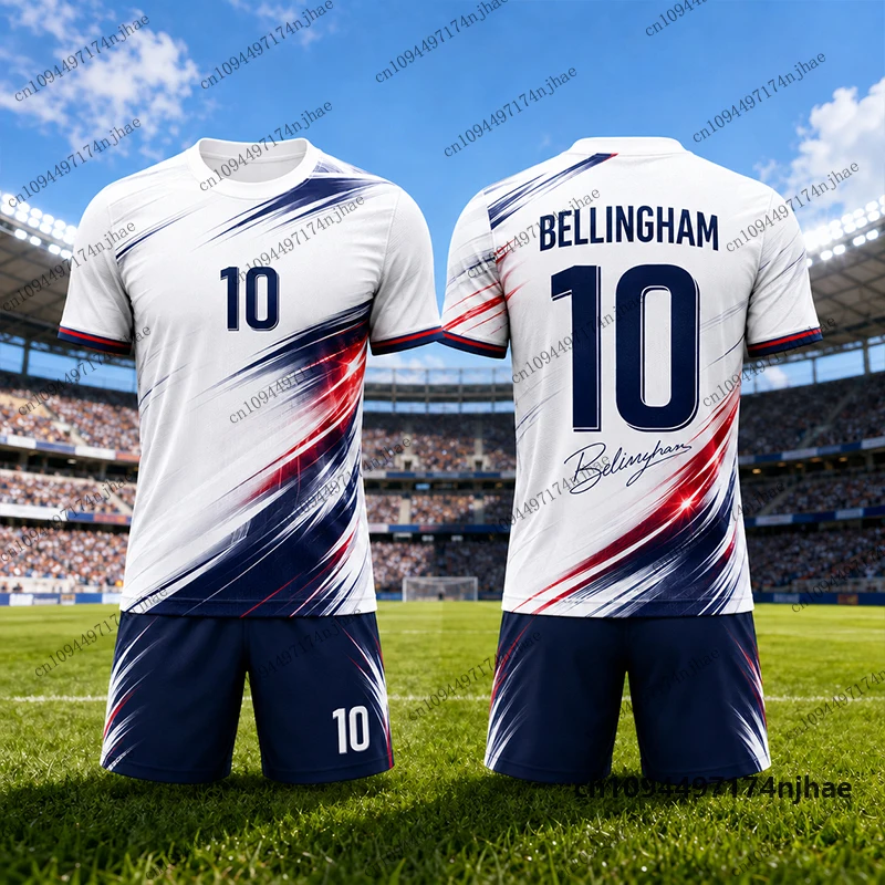 Children's Tracksuit Football Bellingham #10 Print T-shirt+Shorts Set England Fans Parent-child Suit Sports Kids/Adult Clothes