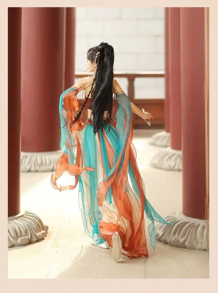 Dunhuang Feitiaanse Westerse Prinses Kleding Hanfu Exotische Fotografie Foto Chinese Stijl Danskostuum Hanfu Vrouwen China Kleding