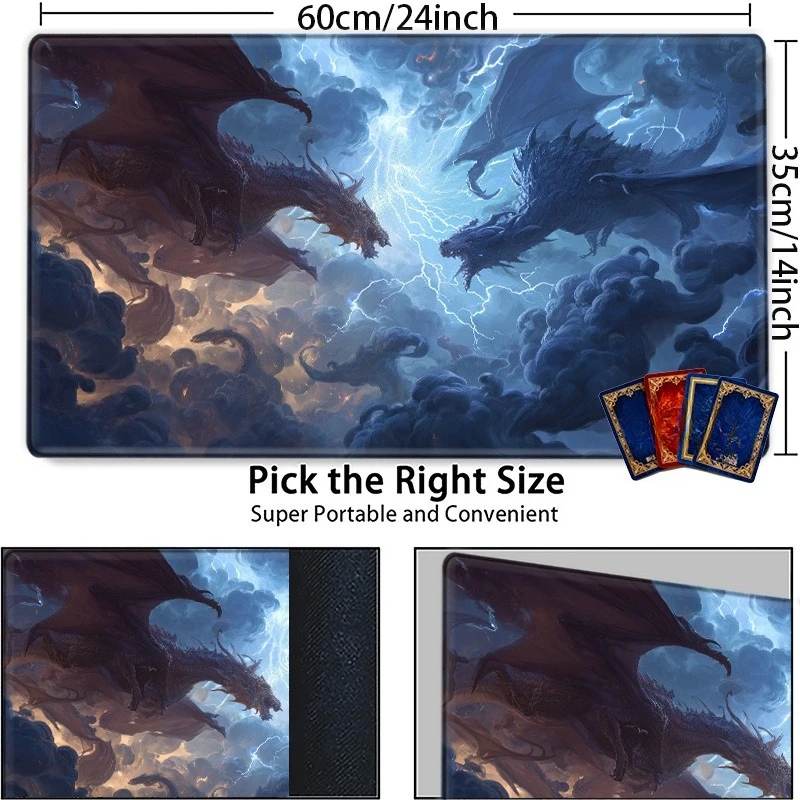 Game mouse pad, featuring an epic dragon battle theme design, is specially designed for CCG, TCG and RPG games. slip-resistant