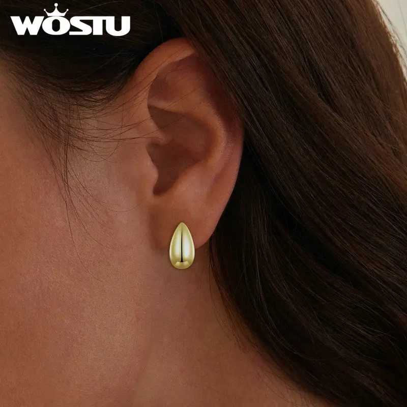 WOSTU 925 Sterling Silver 18K Gold Wedding Hoop Earrings Women Simple Star Geometric earring Drop Ear Studs Engagement Pendiente