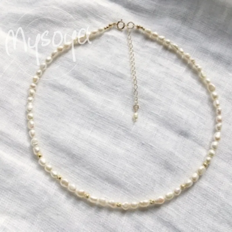 

MYSOYA белое ожерелье из пресноводного жемчуга в стиле барокко 4-5 мм с подарочной коробкой, для нее/Хим, подарок на день рождения/свадьбу/Рождество/Новый год