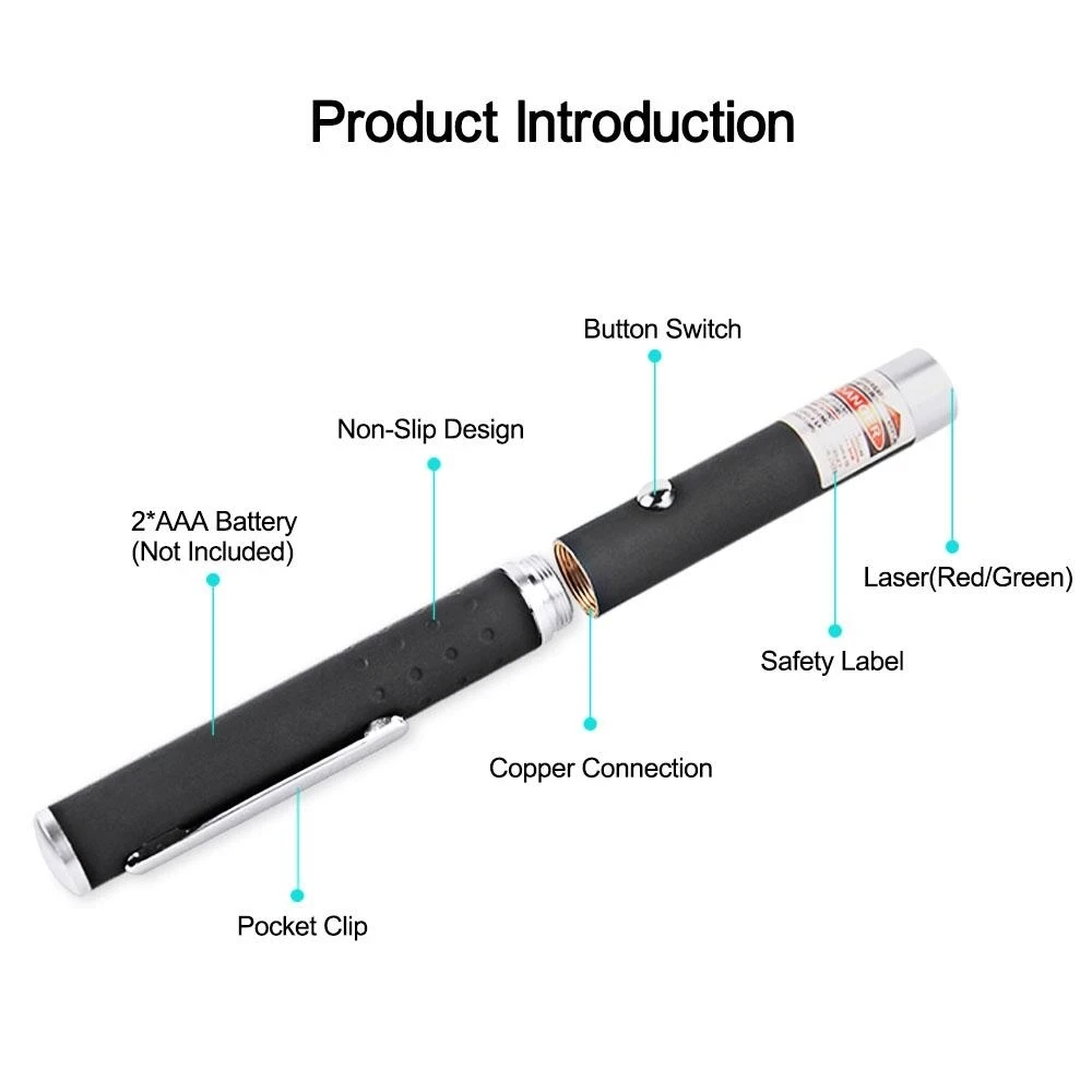 Puntero de luz láser verde de alta potencia, potente puntero láser rojo, Láser de enfoque ajustable con potente cabezal láser de 532nm