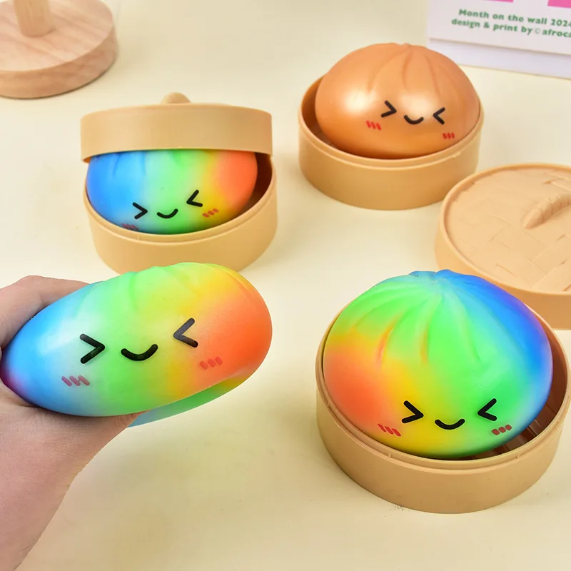 

Colorful Dumpling Squishy Squeeze Toys Smile Face Dumpling Anti-Stress Soft Fidget Squishy Tabas Bun Slow Rebound Sqush Toys
