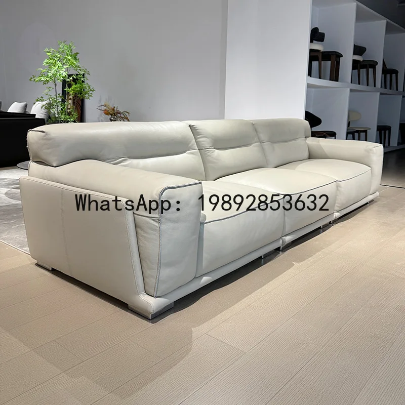 Hys genuine leather yunrou sofa living room for home small apartment straight row first layer cowhide sofa