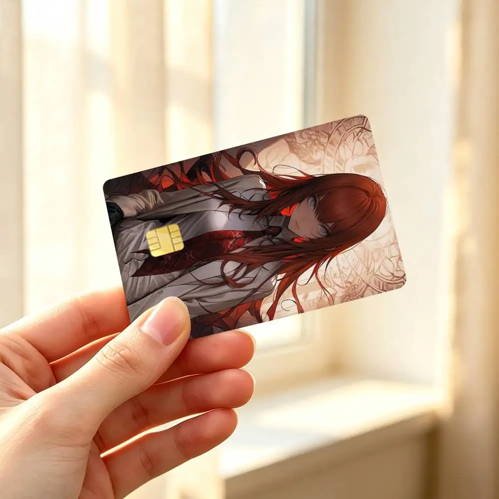 Makise Kurisu Credit Card HD Stickers Premium matte film effectively prevents fingerprints and daily abrasion.