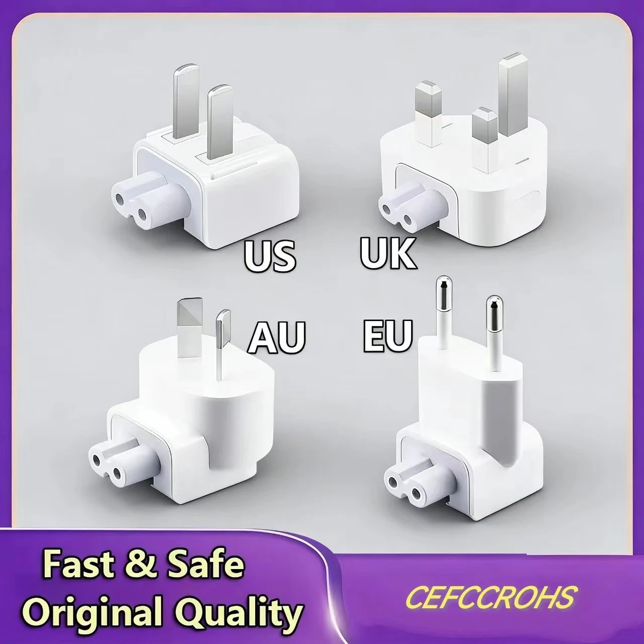 World Travel Plug - US AU UK EU AC Power Wall Plug Duck Head For MacBook Pro Air Adapter Charger Adapter