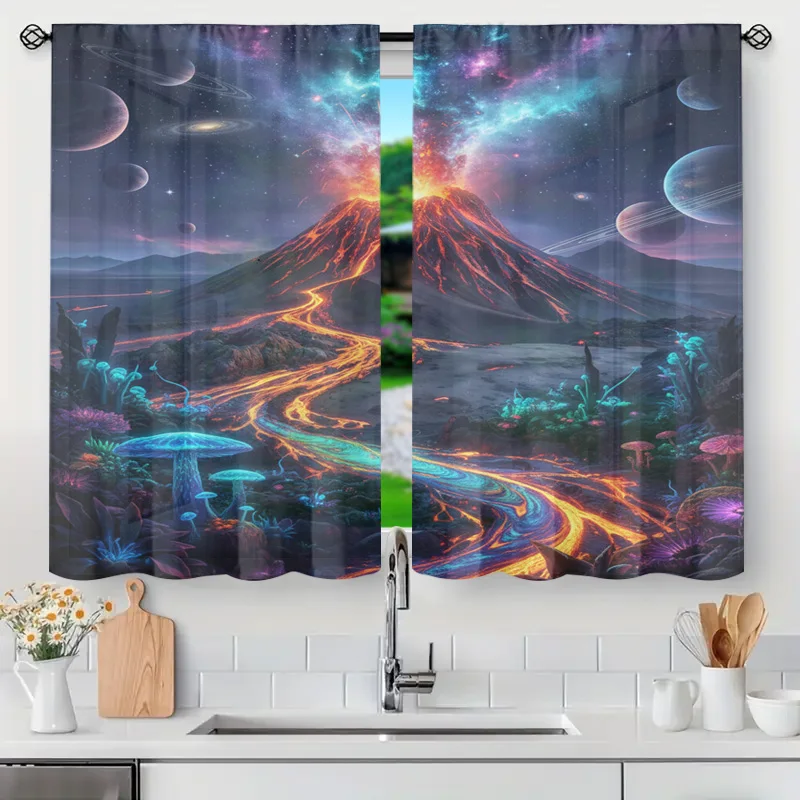 Ultra Aesthetic Cosmic Galaxy Nebula Curtain Window Panel SciFi Space Decor for Modern Living Room Bedroom Bathroom Curtain Drap