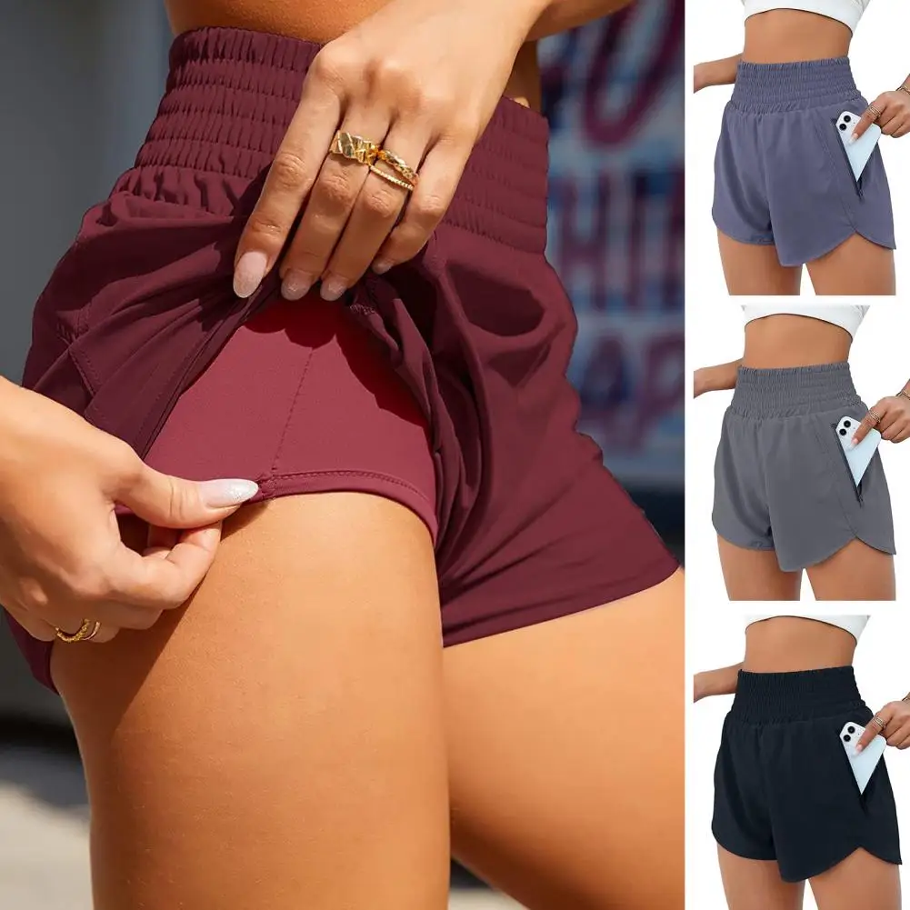 Damen-Sports horts mit weitem Bein und hoher Taille Laufs horts Damen-Shorts mit weitem Bein und hoher Taille und Taschen für das Fitness studio