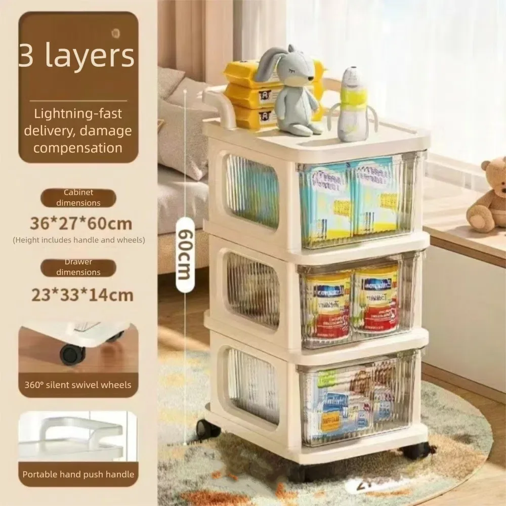 

2/3/4 Layers New Rotatable Trolley Storage Rack Movable Drawer Cabinet Storage Rack Cabinet Plastic Storage Trolley Toy