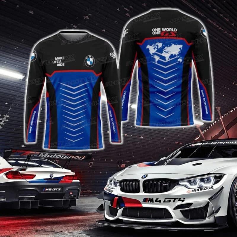 

Make Life A Ride Alphabet Print Quick Drying Long Sleeve Comfortable Casual Off-Road High Quality Top BMW Cycling Suit Moto