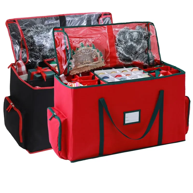 Large capacity 73 grid removable tray dust proof Oxford storage box Christmas ball holiday decoration portable storage box