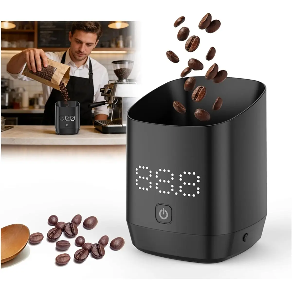 [Vend for]Digital Coffee Bean Dosing Cup for Espresso with LED Scale - High Precisions Coffee Grounds Measurer, Strength Brewing