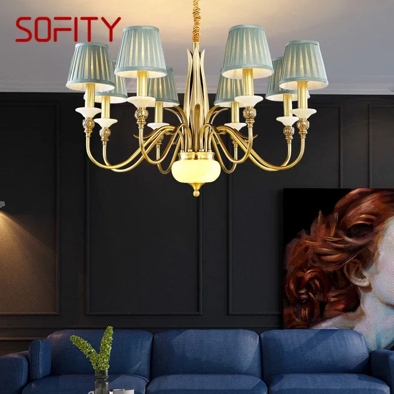 

SOFITY American Brass Pendent Lamp Luxurious Living Room Restaurant Bedroom Retro Hotel Villa Chandelier