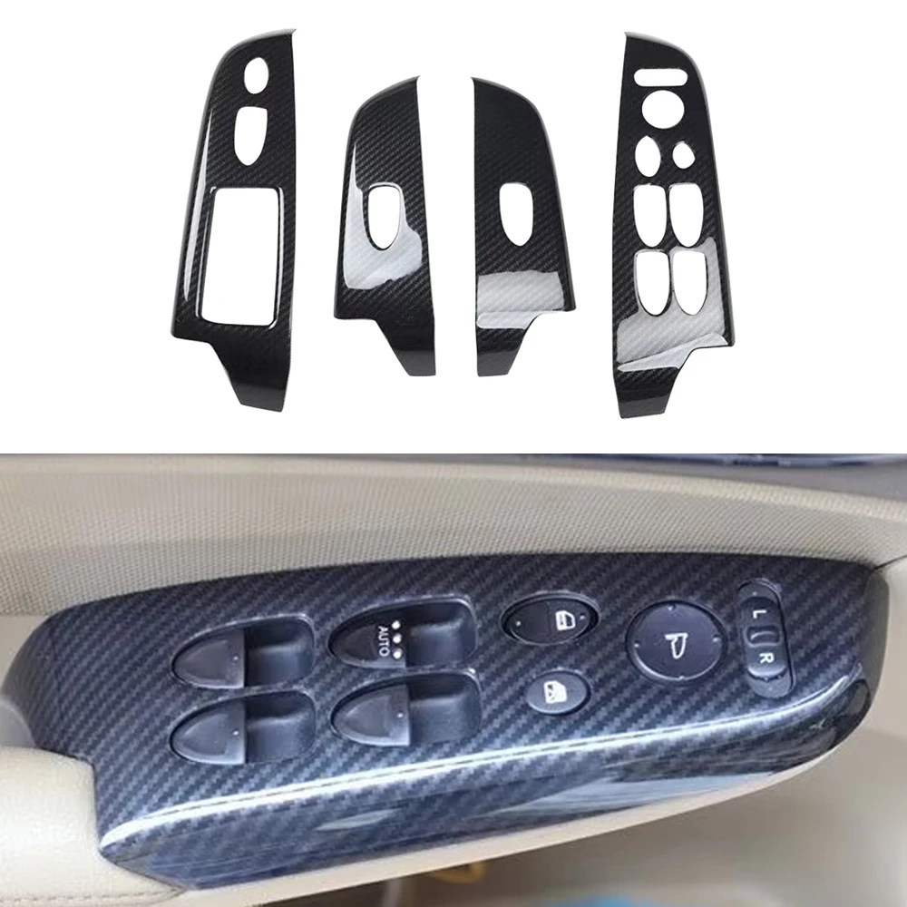 

For Honda Civic 2006 2007 2008 2009 2010 2011 Car Accessories ABS Carbon Interior Window Switch Lift button Cover Trim 4pcs