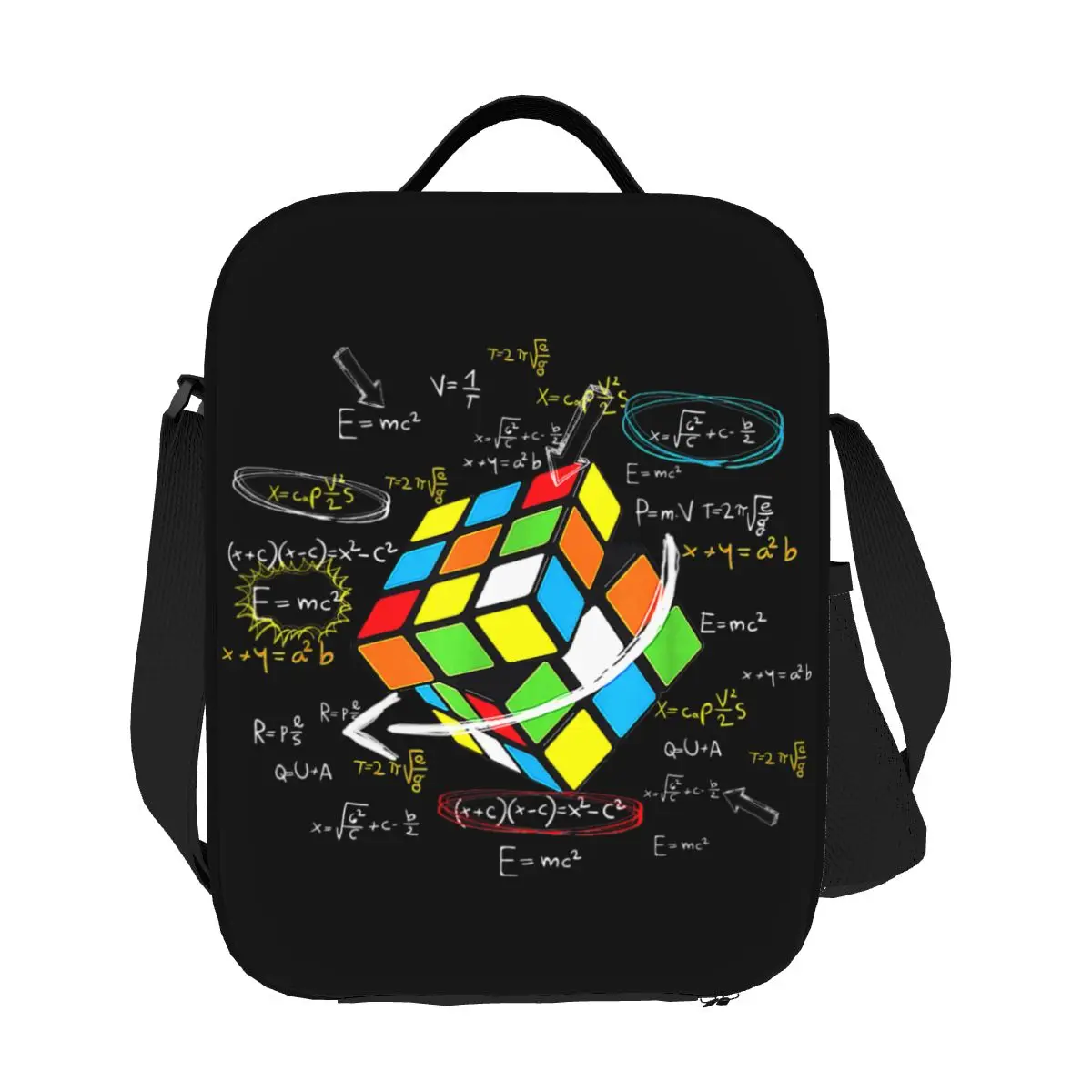 Custom Math Rubiks Rubix Cube Caps Thermal Insulated Lunch Bags Resuable Lunch for Kids School Children Storage Bento Food Box