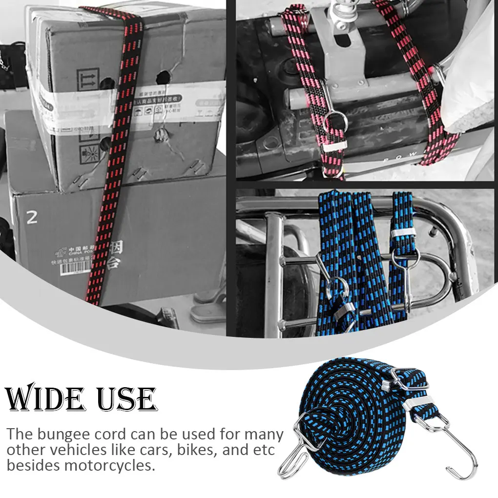 3 Pieces Motorbike Bungee Cord Reusable Colorful 4m Heavy Duty Fixing Rope Outdoor Cycling Motorcycling Straps