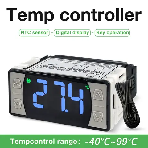 Digital Temperature Controller 30A Thermostat Thermoregulator Fridge Heating Cooling Defrosting Relay 115/230V