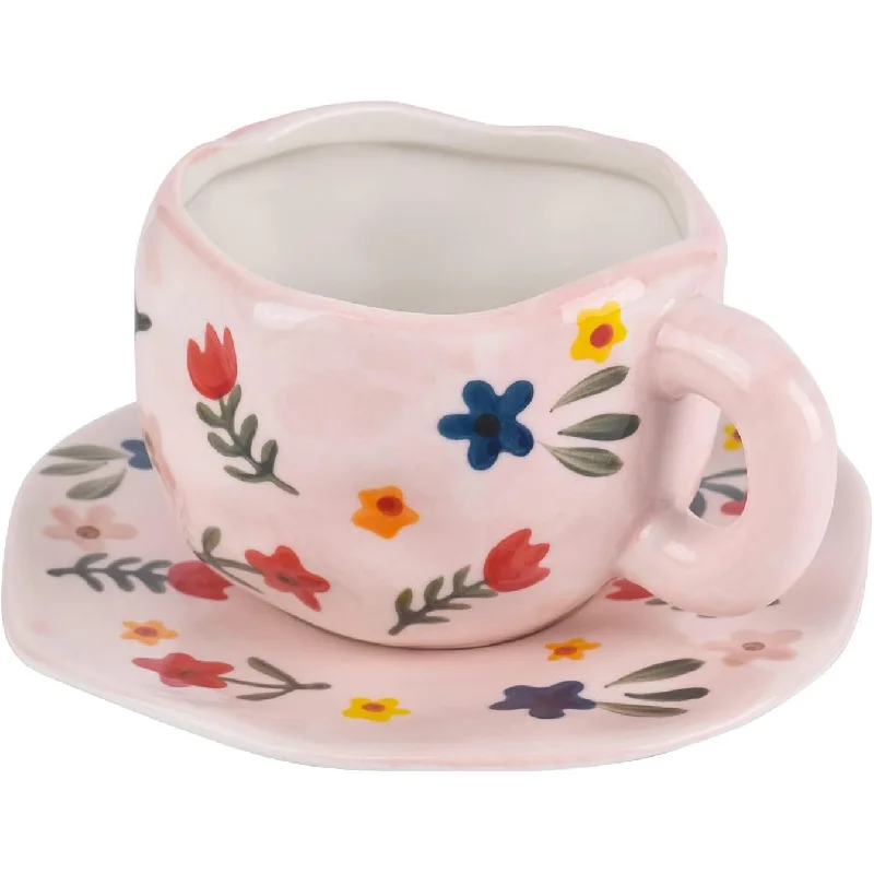 

Ceramic coffee cup, cute and unique handmade cup, can be used in dishwasher and microwave, 300ml for latte milk