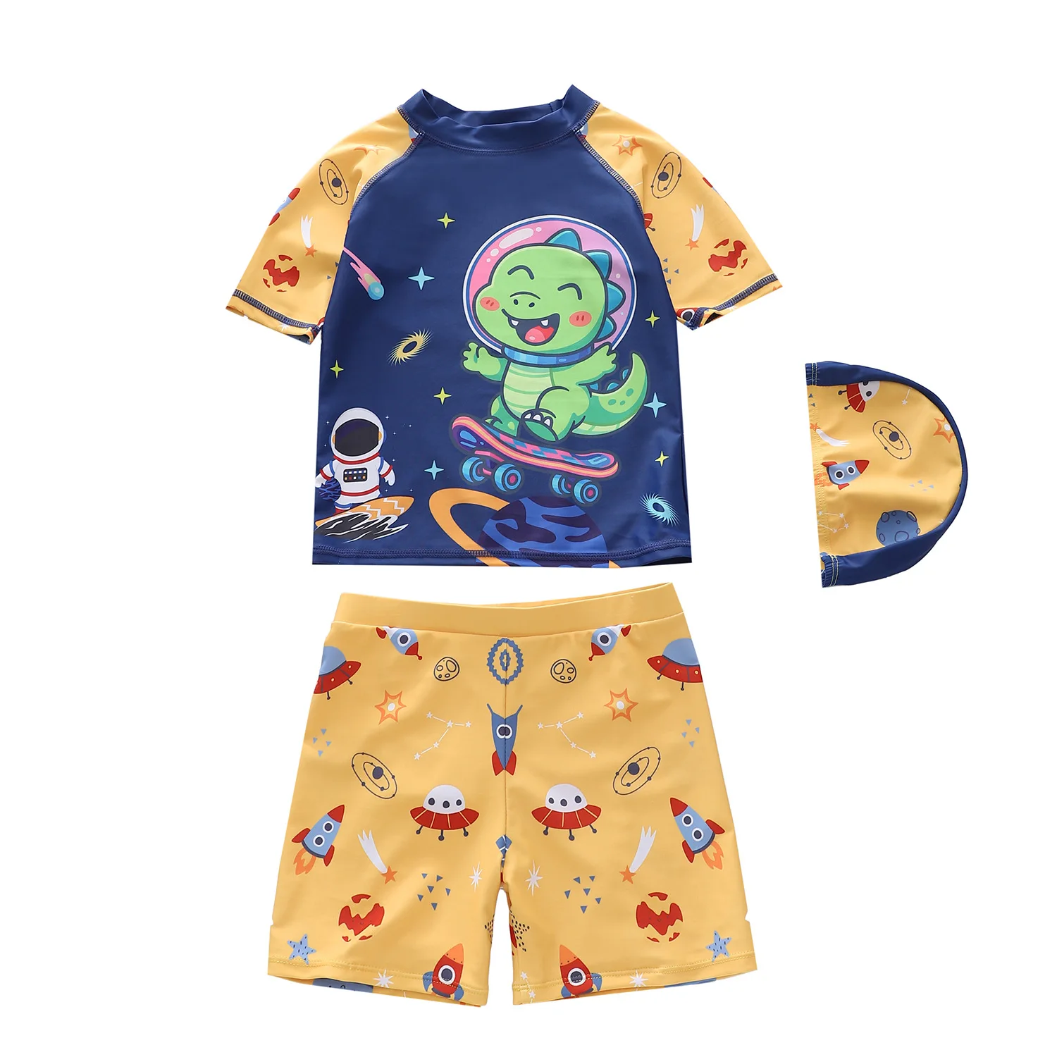 New Boys' Swimsuit Split Three Piece Swimsuit Dinosaur Cartoon Children's Swimsuit