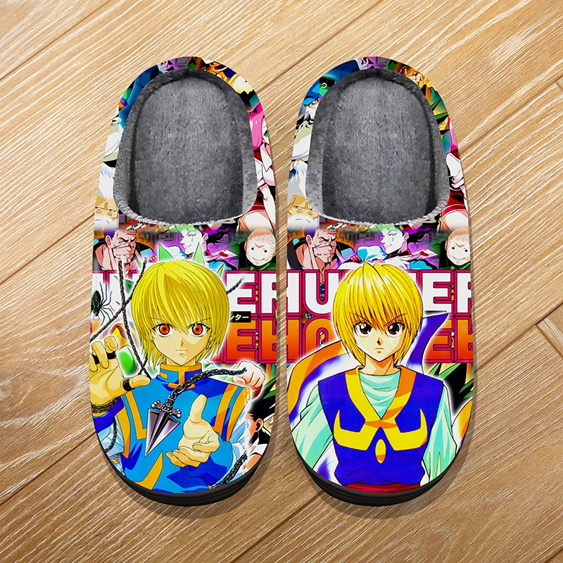 

Custom Size Winter Home Warm Cartoon Slippers For Adult Kids Anime HUNTER×HUNTER Kurapika Cosplay Indoor Cute Slippers