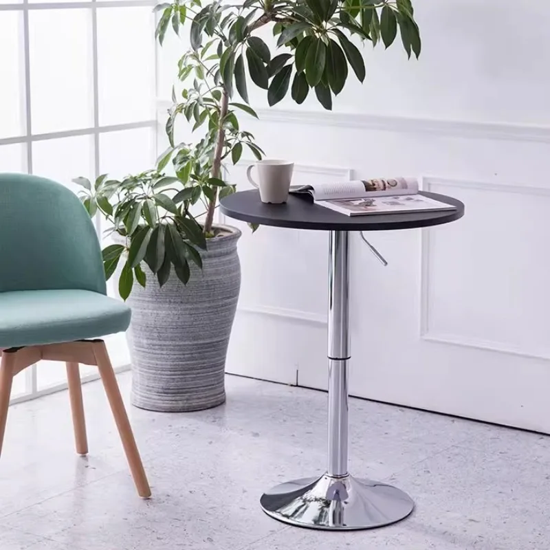 

High-Top Bar Table, Adjustable and Rotatable Round Bar Table, Simple Meeting Table, Nordic Modern Coffee Table