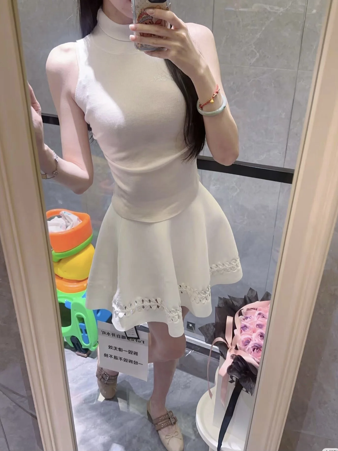

LXYG2026 Spring Summer White Ballet Handmade Hollow out Crochet Elegant Heavy Work Half Skirt Puffy Skirt High Waist Cotton