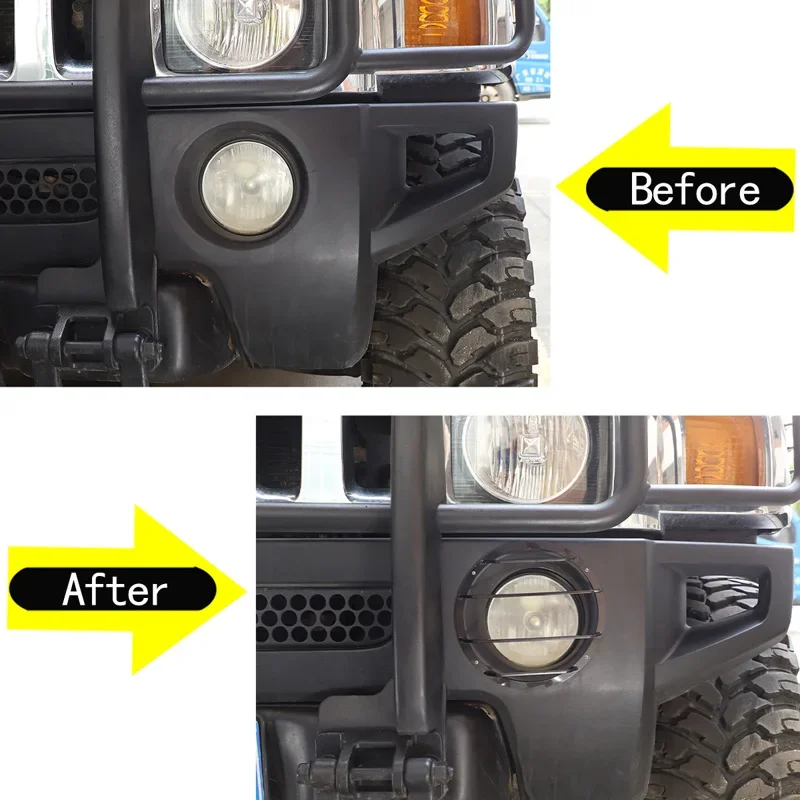 

For Hummer H3 2005-2009 Carbon Steel Black Front Fog Light Lamp Cover Trim Foglight Accessories Exterior Styling