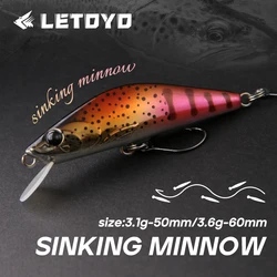 LETOYO 3.1g/3.6g Sinking Minnow Lure Mini Tremor Hard Minnow Baits Stable Throwing Full Swimming Layer Trout Lures