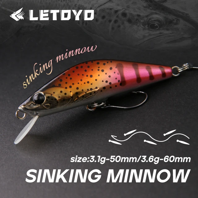 Przynęta Minnow LETOYO 3.1g/3.6g Tonąca Mini Tremor Twarde Przynęty Minnow Stabilne Rzuty Pełna Zasięgowa Zabiegłość Przynęty na Pstrągi