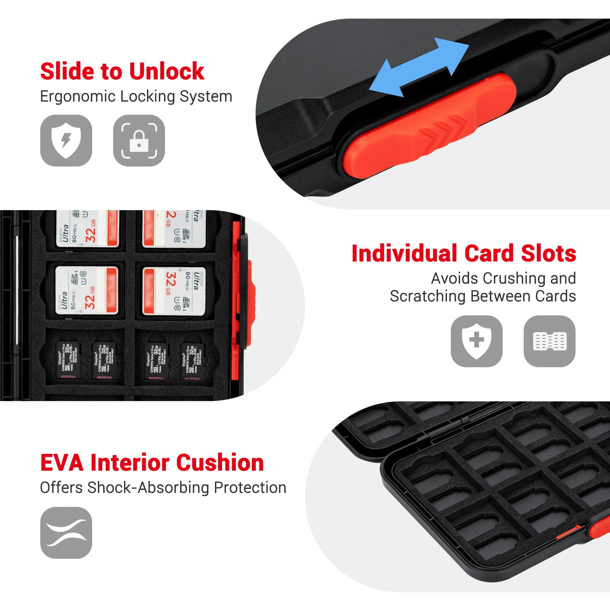 60 ช่องใส่การ์ดหน่วยความจํากระเป๋าสตางค์สําหรับ 20 SD SDHC SDXC และ 40 Micro SD SDXC SDHC TF MSD การ์ดแบบพกพา Slim Micro SD การ์ด