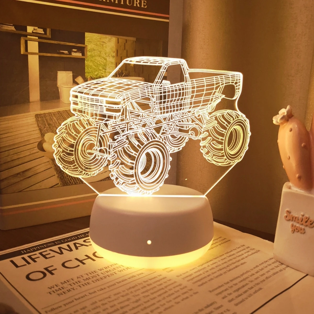 USB 3D creative off-road vehicle night lights, bedroom and living room decorative lights, desktop decorative lights