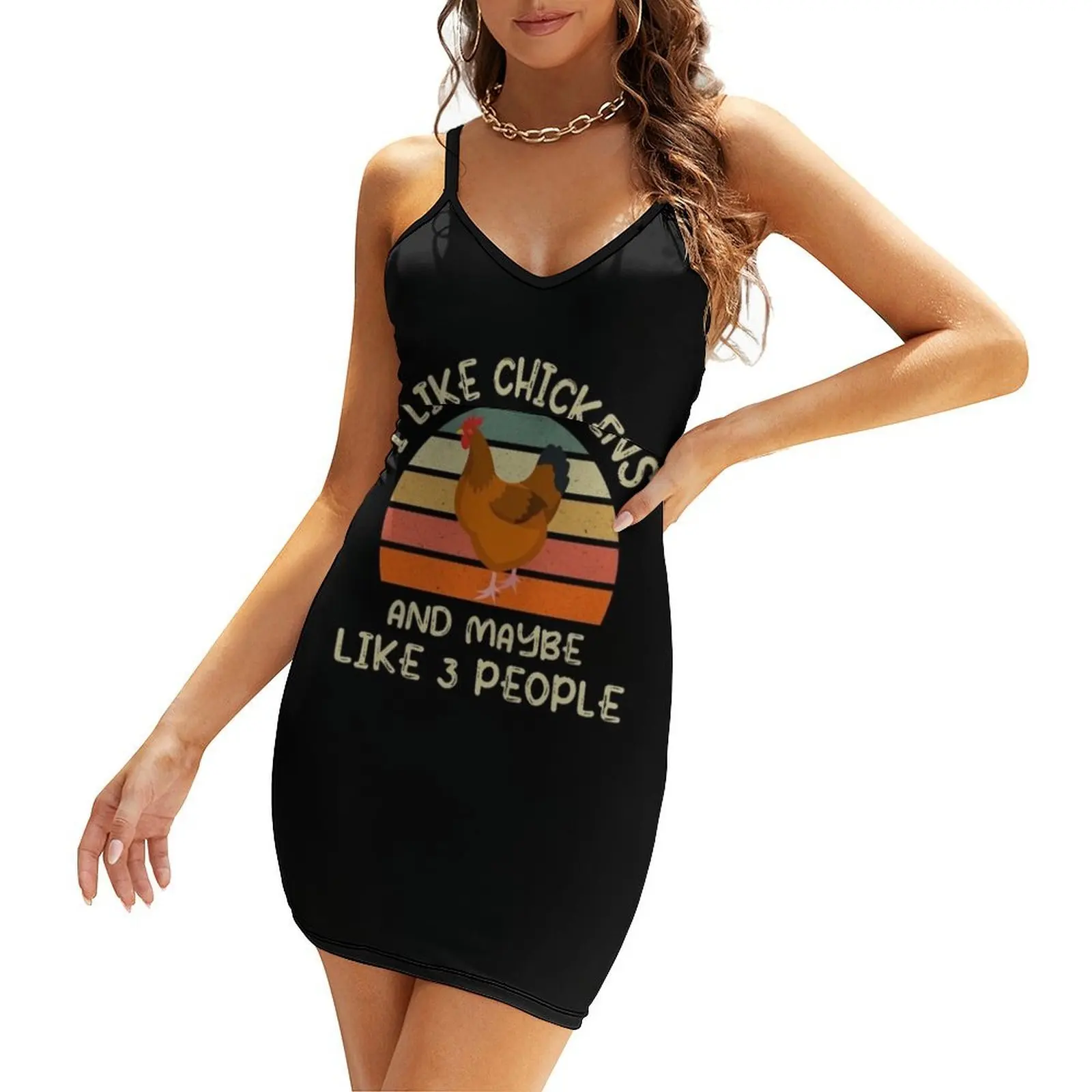 

I Like Chickens and Maybe Like 3 People,Funny Chicken Farm Retro Women Men Sling Dress sexy dress