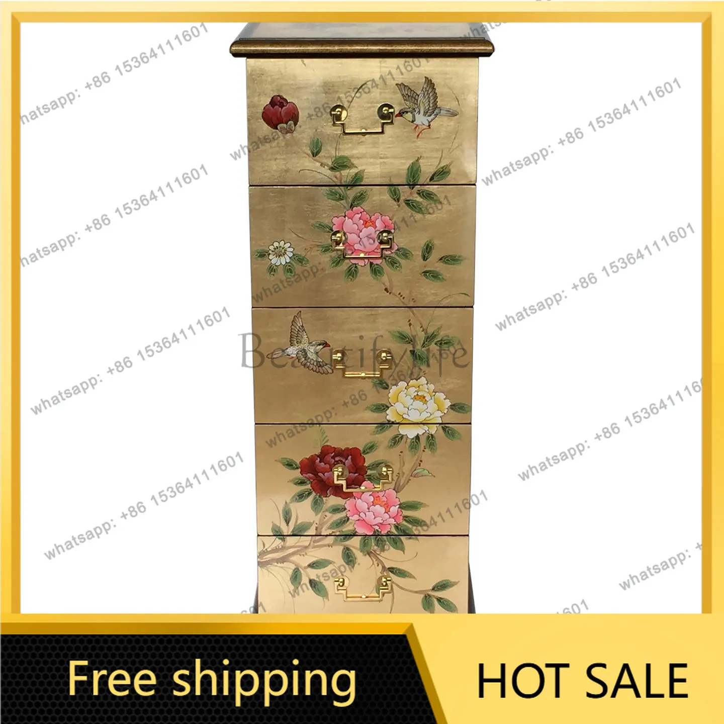 XX. New Chinese painted chest of drawers retro living room bedroom storage decorative cabinet