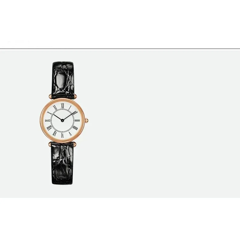 Luxury New Quartz Watch Ladies Rose Gold Black Leather Relogio Masculino