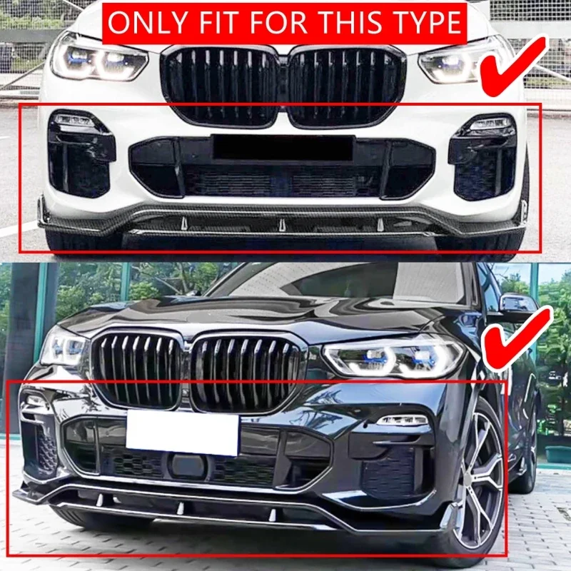 

For BMW X5 G05 2019 2020 2021 2022 Front Bumper Spoiler Lip Guard Carbon Fiber Look Lower Splitter Protector Blade Exterior Kit