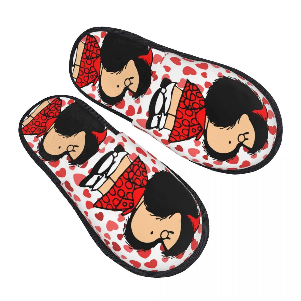 

Custom Mafalda Power With A Surprised Face Guest Slippers for Hotel Women Quino Kawaii Cartoon House Slipper