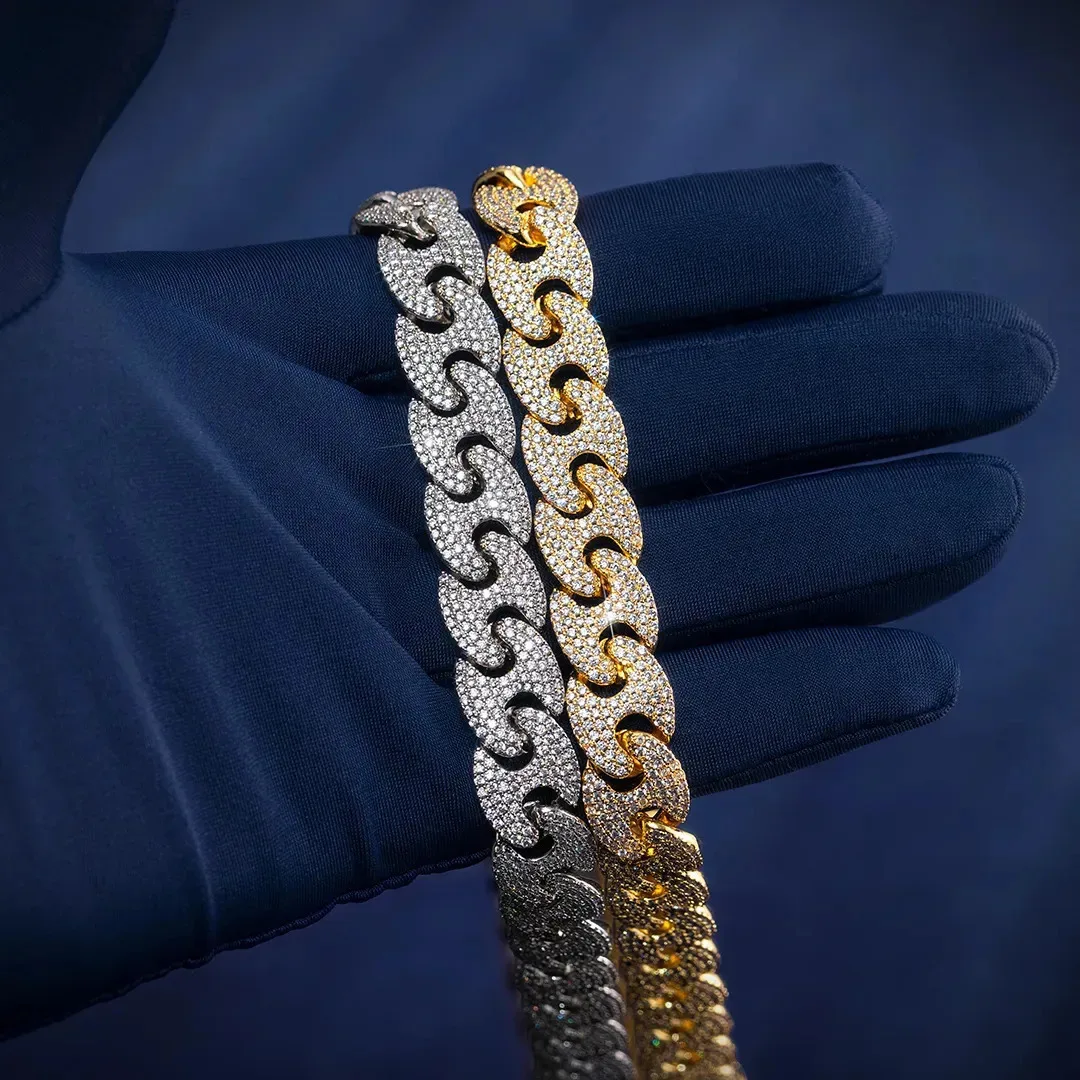 

Ювелирные изделия Dope, ожерелье в стиле хип-хоп, стерлинговое серебро 925 пробы, Iced Out, 12 мм, цепочка G-Link VVS, кубинская цепочка из муассанита